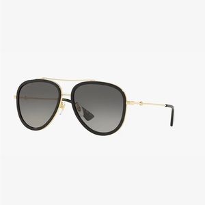 NEW Gucci Black & Gold Aviator Sunglasses